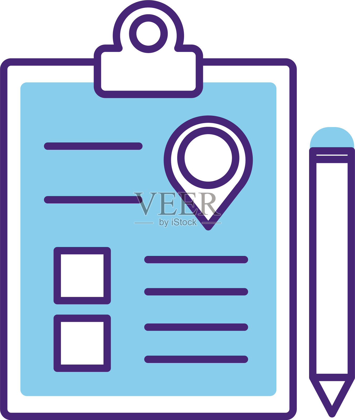 清单文件纸和钢笔供应线插画图片素材