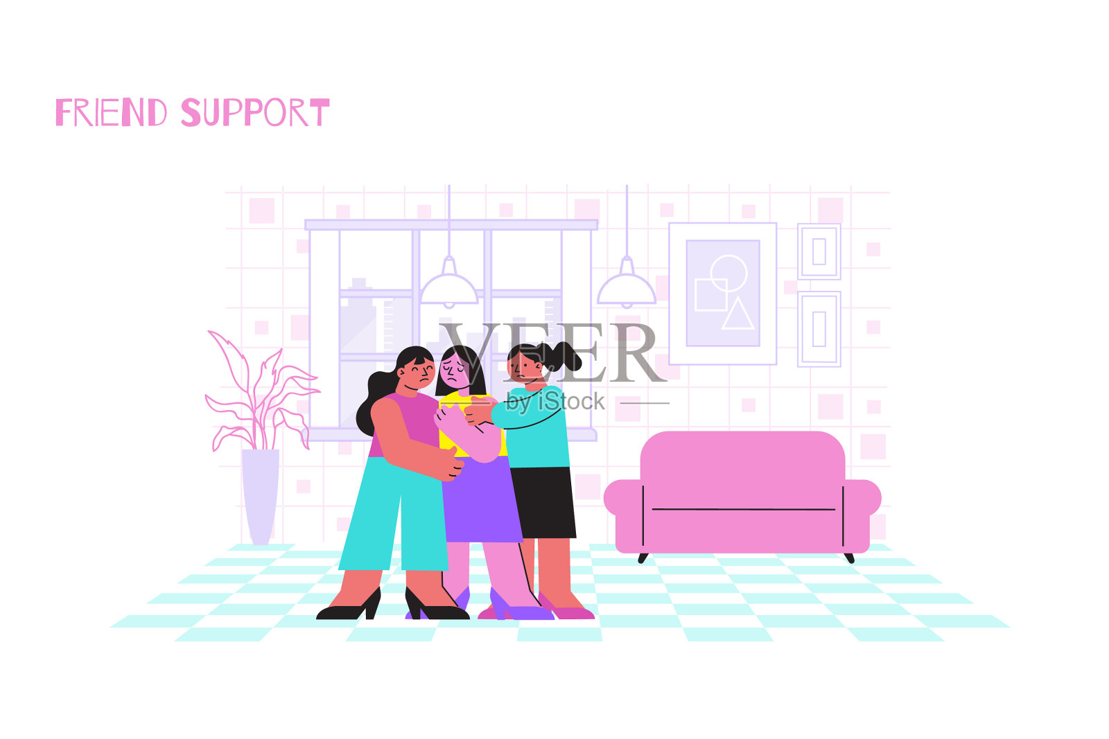 朋友支持平插画图片素材