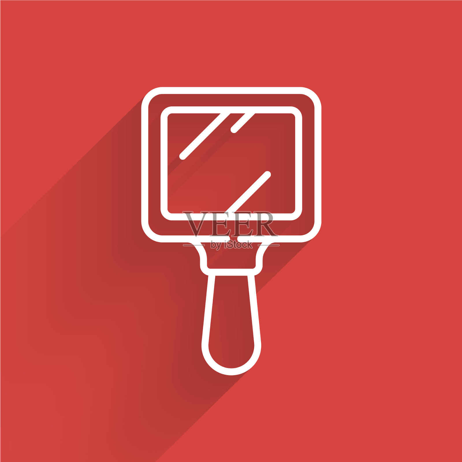 白线手镜图标孤立与长插画图片素材