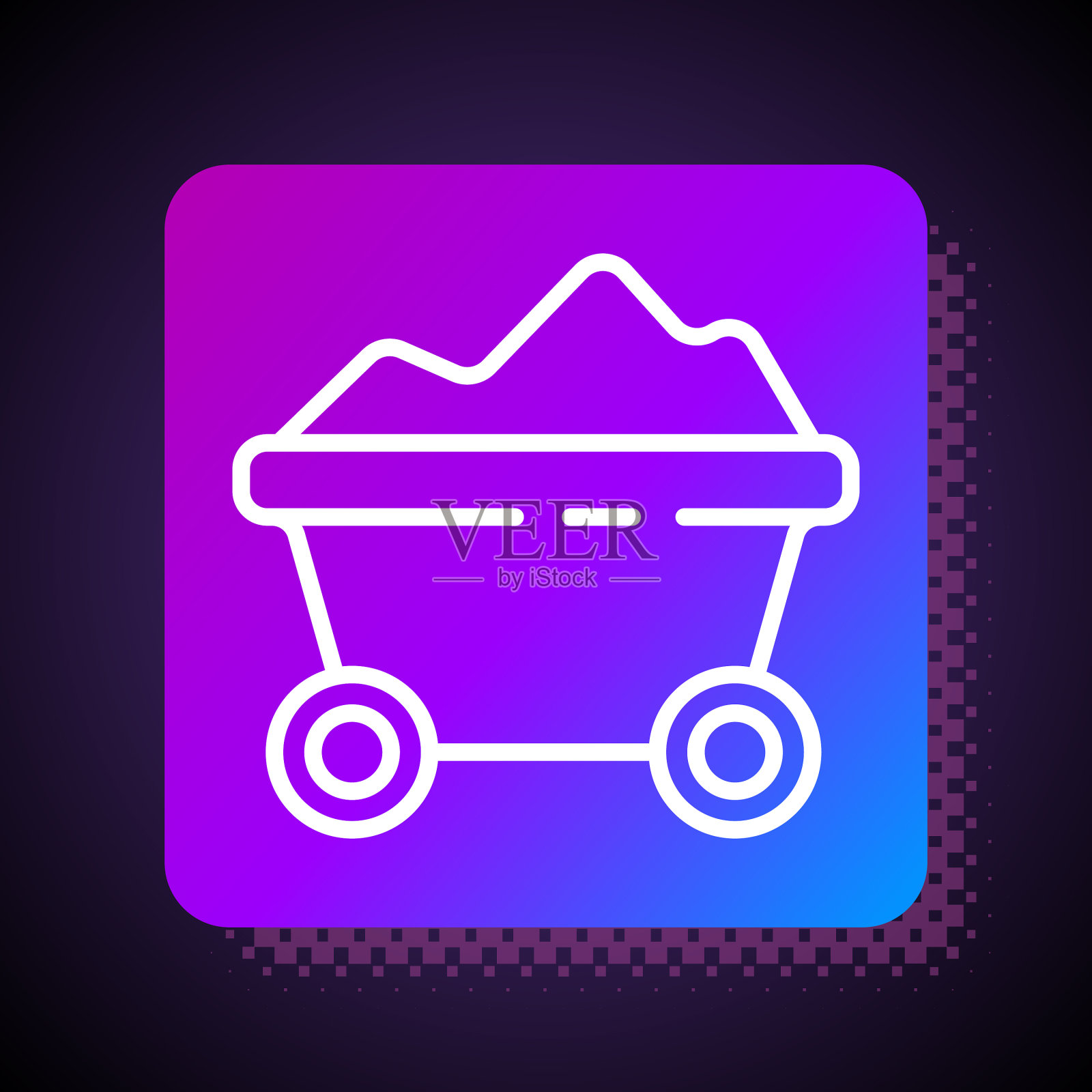 白线煤矿手推车图标隔离插画图片素材