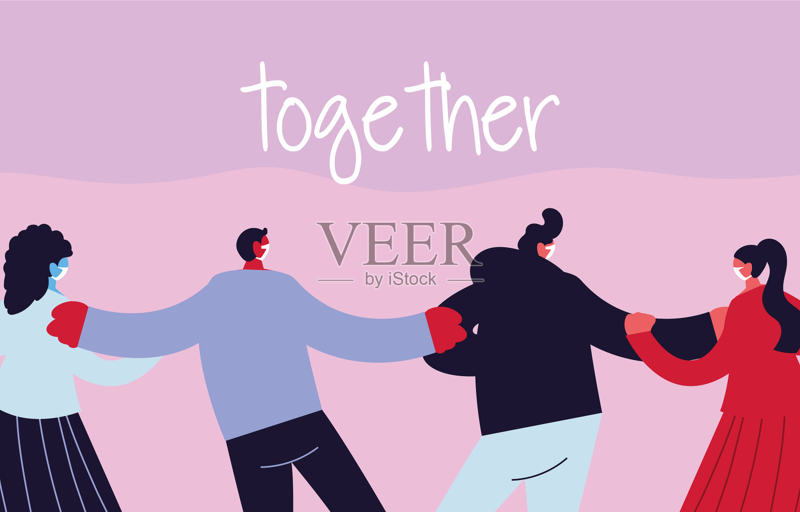 戴着医用口罩的人在反抗插画图片素材