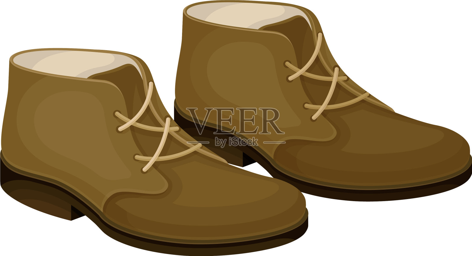 男人皮革鞋与鞋带隔离在白色插画图片素材