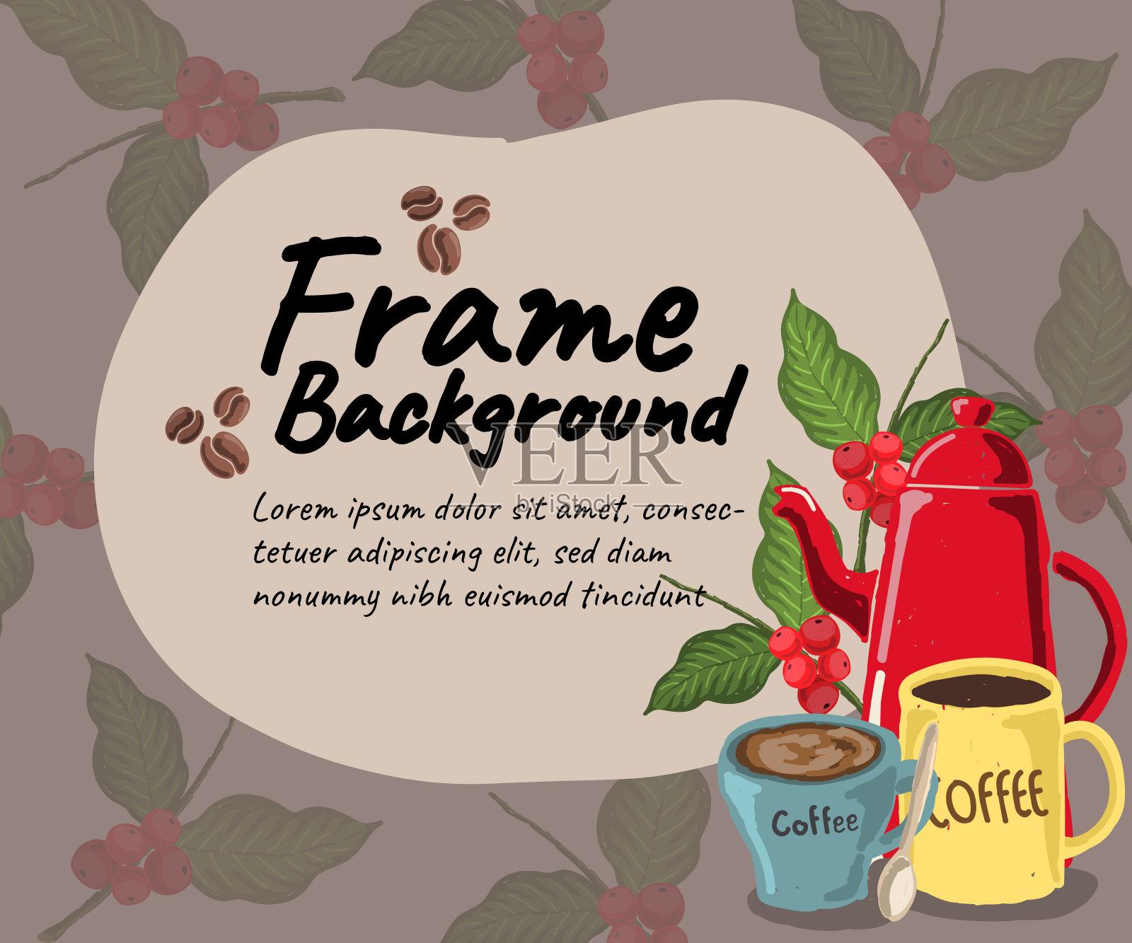 咖啡框背景概念插图矢量设计1设计模板素材