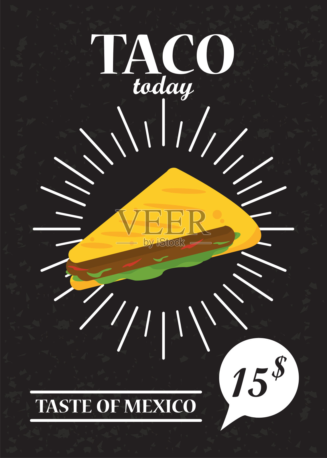 墨西哥玉米卷日庆祝与字母和价格标签的墨西哥海报设计模板素材