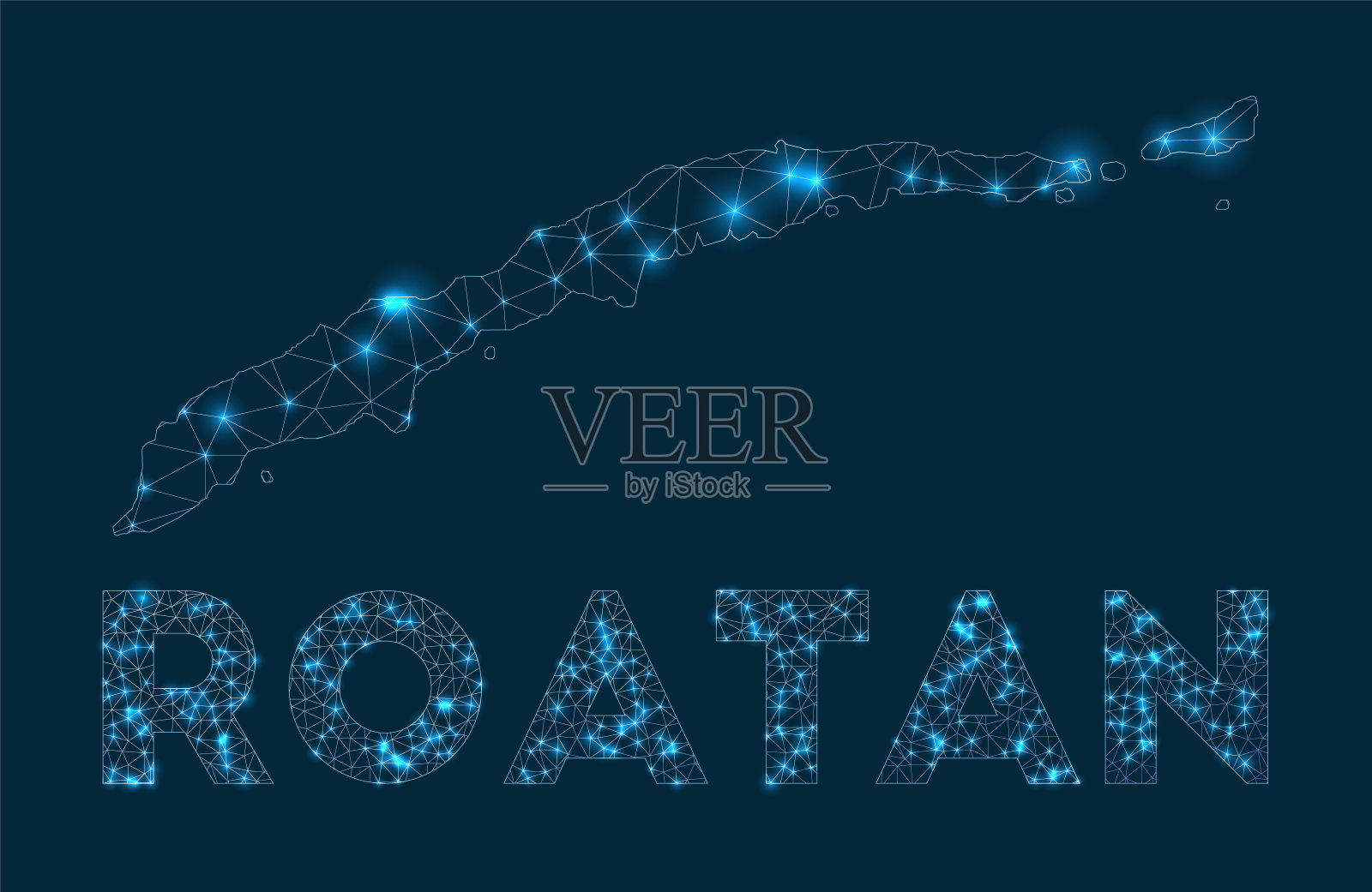 Roatan网络地图。插画图片素材