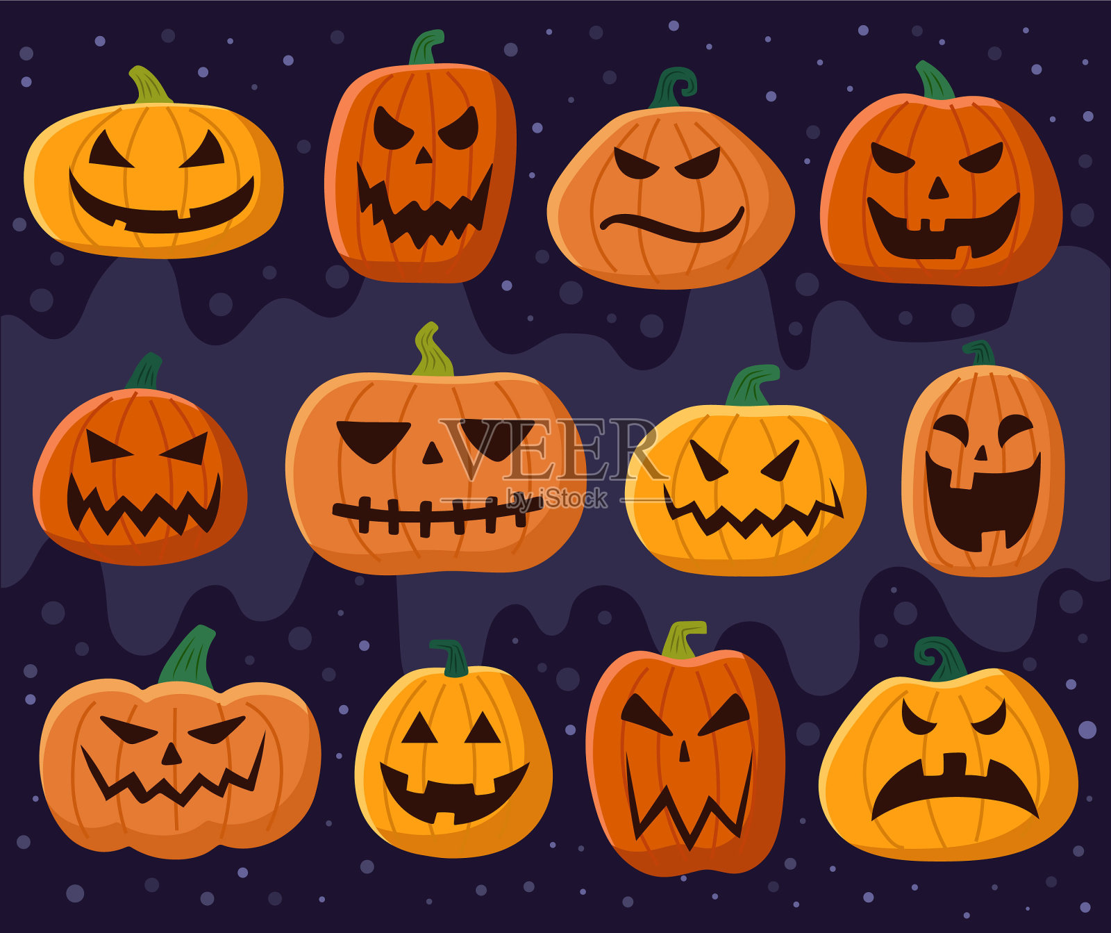 幽灵万圣节的南瓜插图。庆祝十月节。插画图片素材