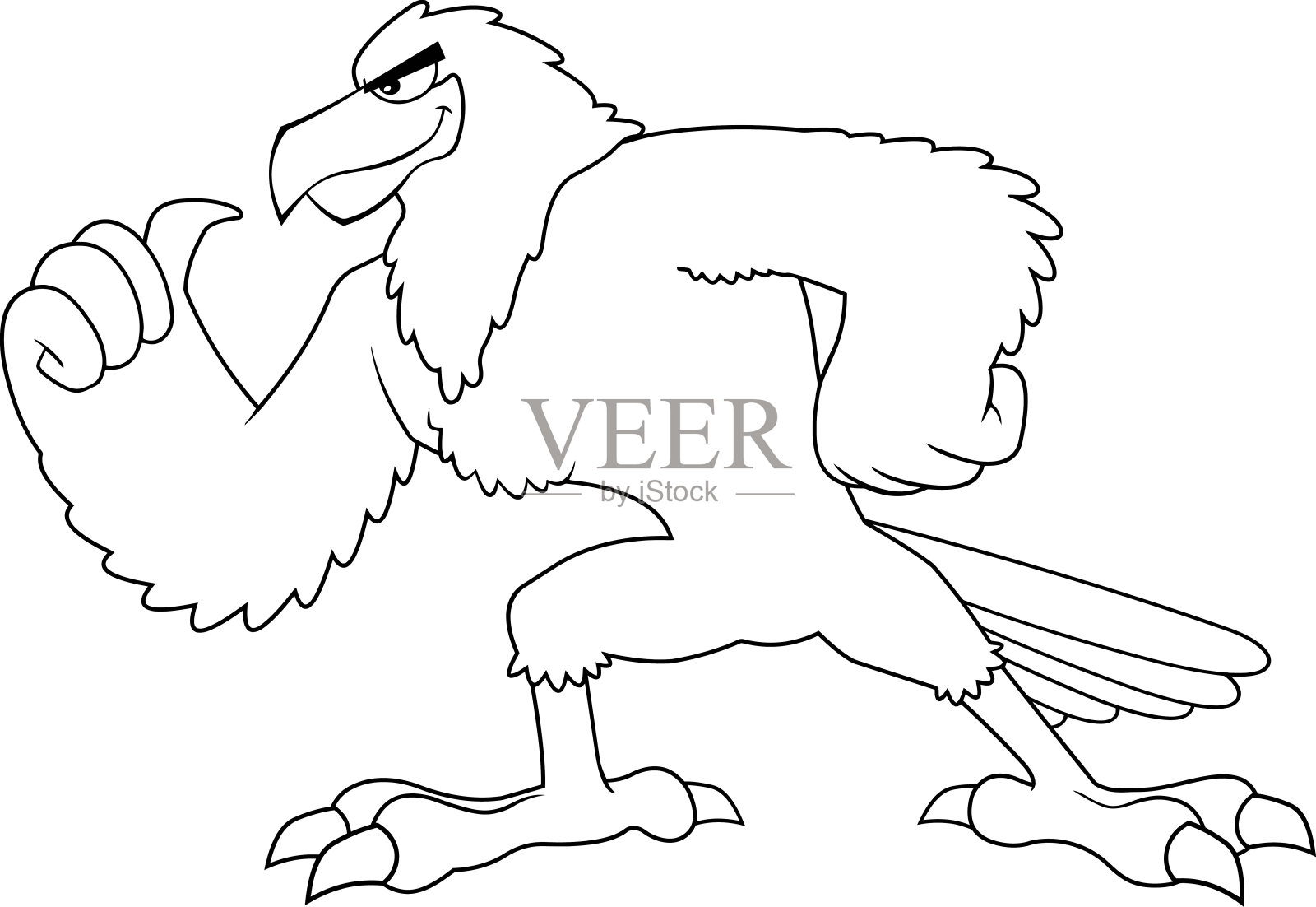 黑白鹰鸟卡通人物设计元素图片