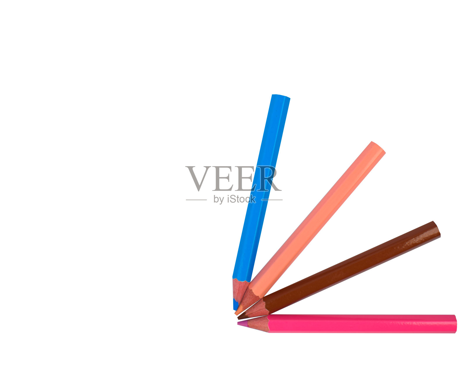 用四种不同颜色的木蜡笔在白纸上做一个图案照片摄影图片