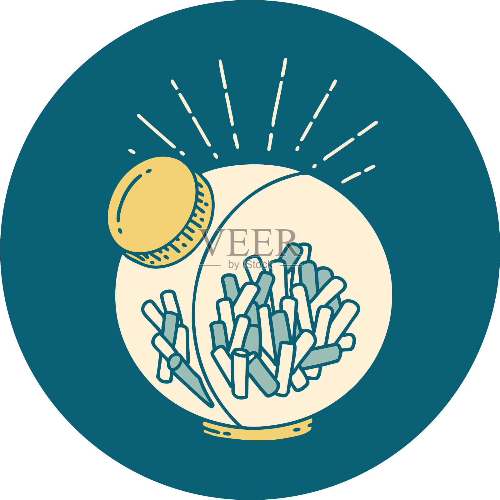 图标纹身风格的罐子糖果插画图片素材