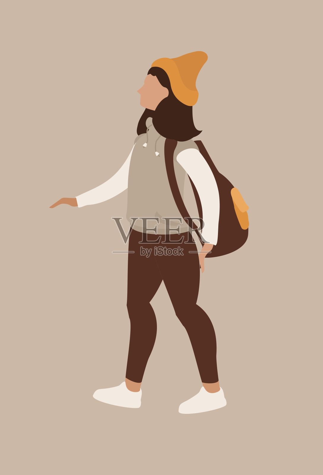 抽象现代女孩向量卡插画图片素材