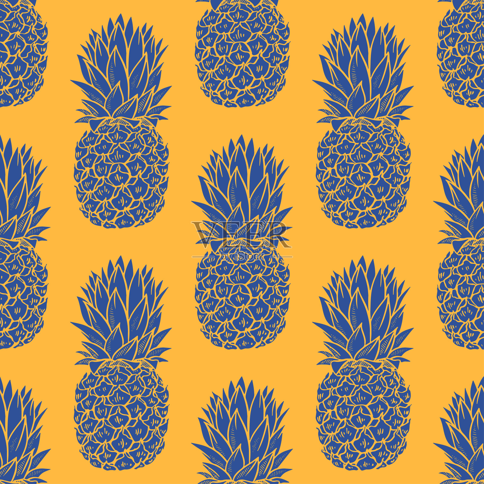 菠萝无缝模式插画图片素材