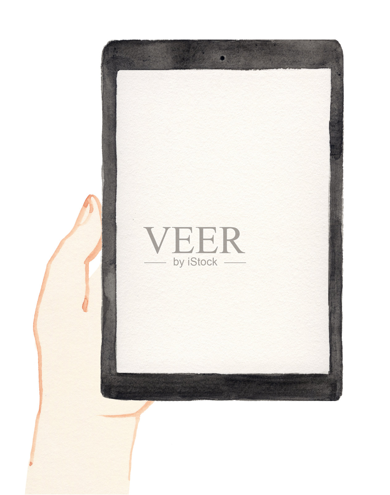 水彩插图的平板在一个白色的背景照片摄影图片