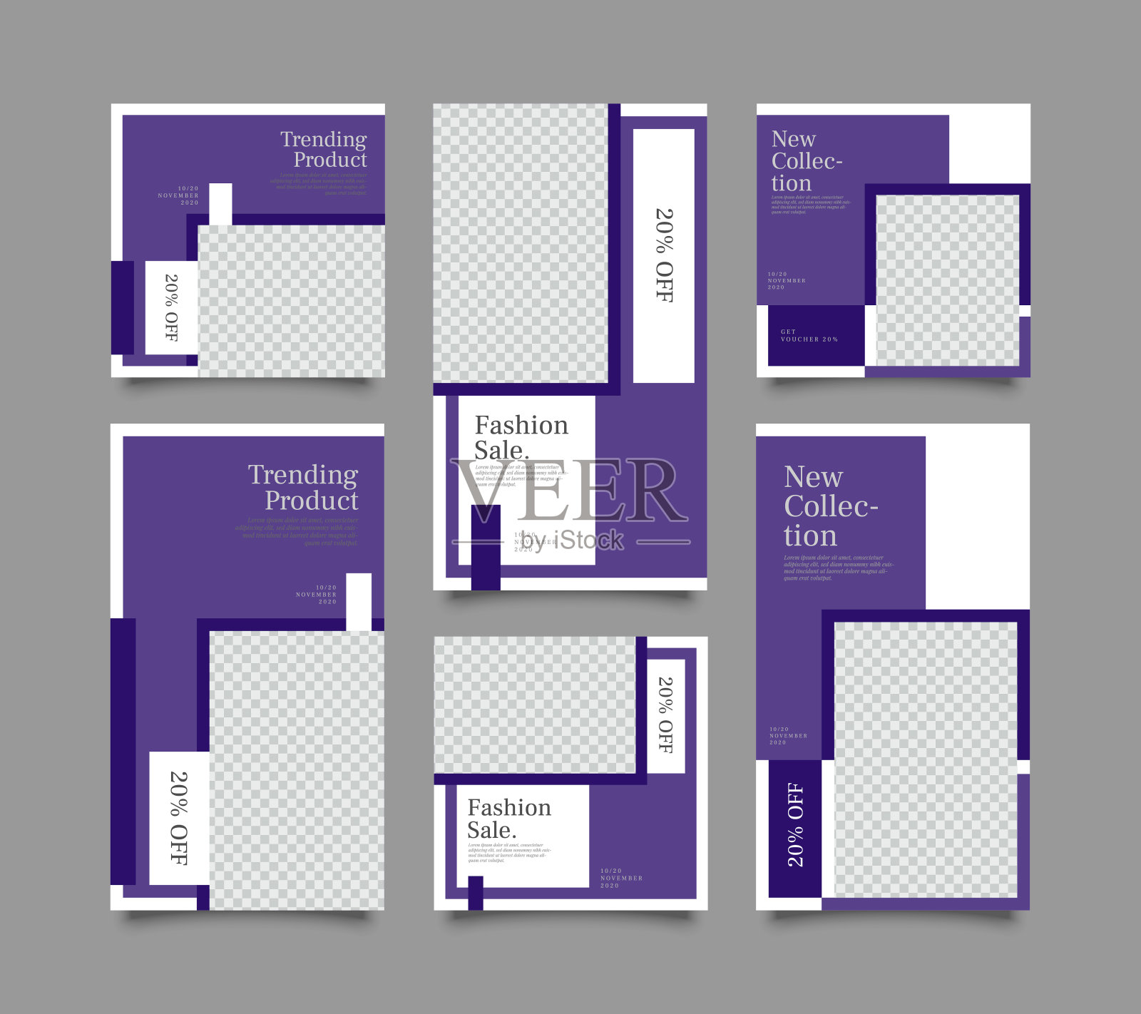 社交网络故事和帖子设计模板素材