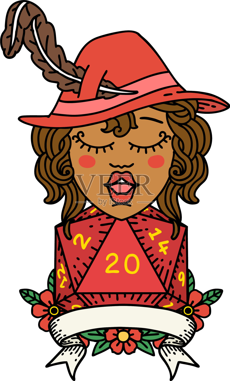 自然掷20个骰子的人类吟游诗人角色设计元素图片