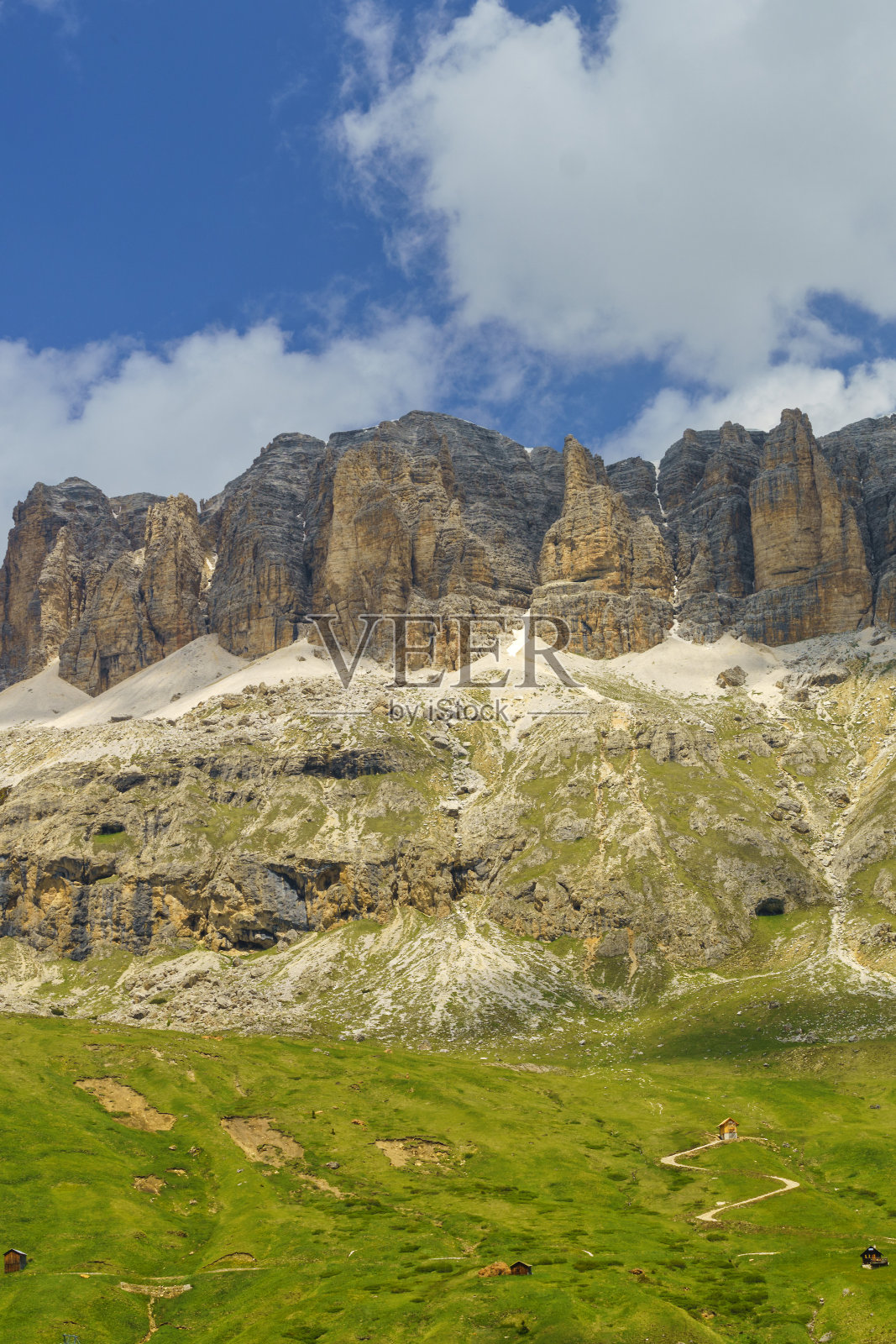 沿山路到Pordoi山口，白云石照片摄影图片