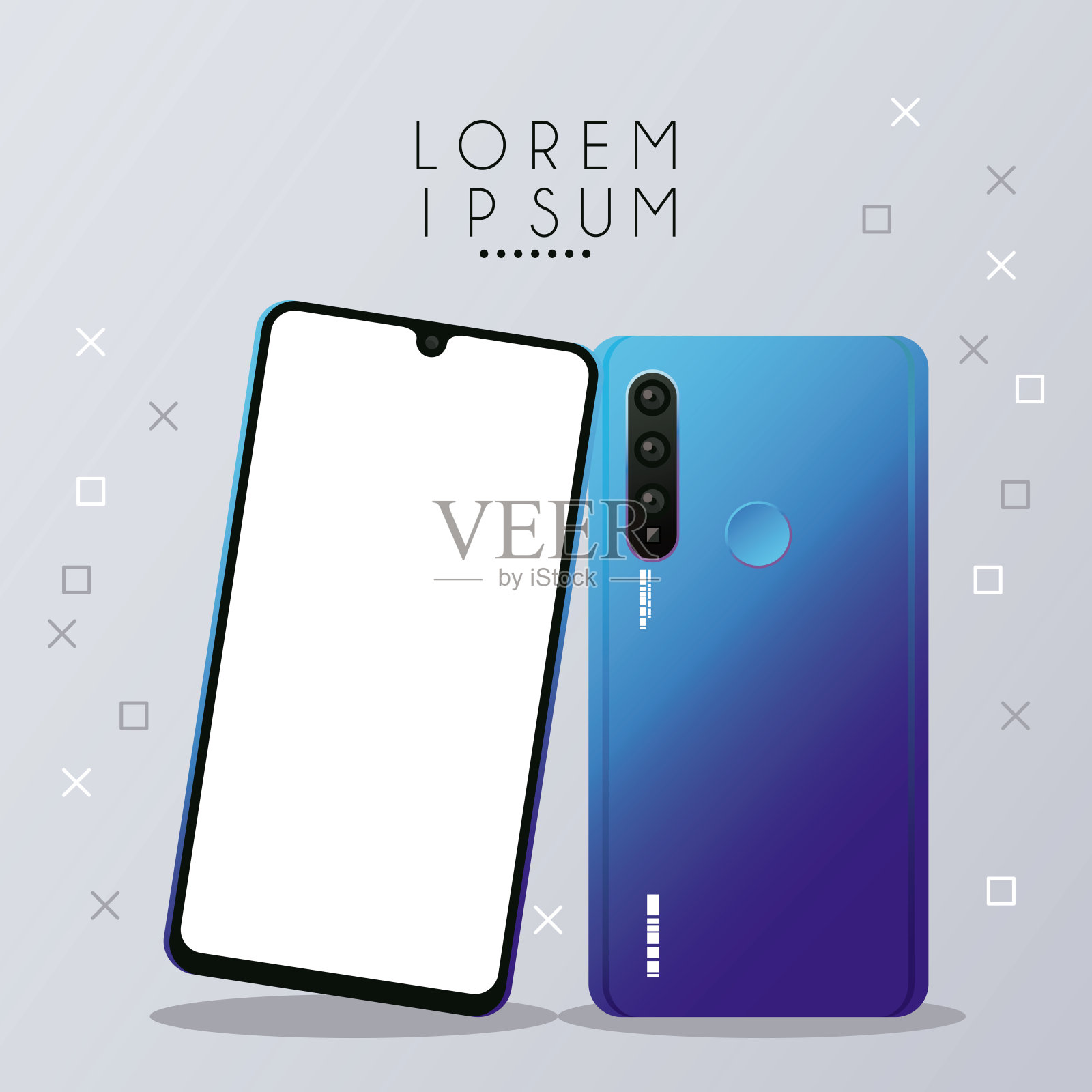 两个模型智能手机设备图标设计模板素材