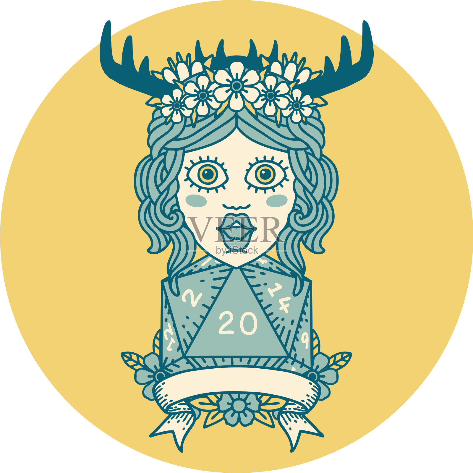 人类德鲁伊自然20骰插画图片素材