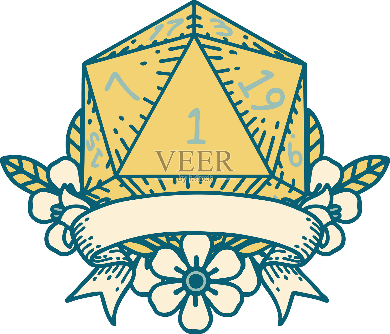 自然一个d20骰子滚动设计元素图片