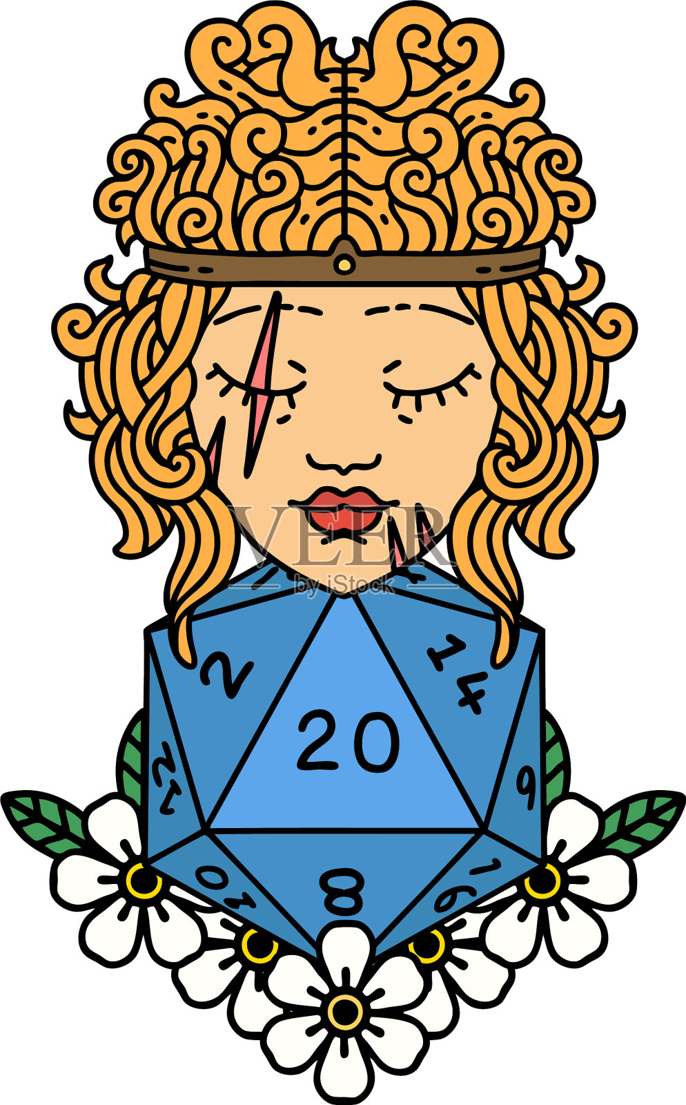 人类野蛮人与自然20骰子滚动设计元素图片