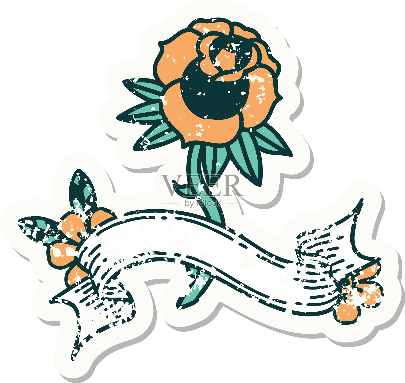 垃圾贴纸，横幅，玫瑰设计元素图片