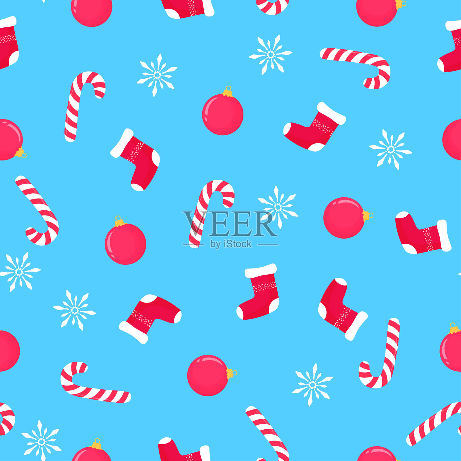 圣诞和新年无缝图案，数码纸。插画图片素材