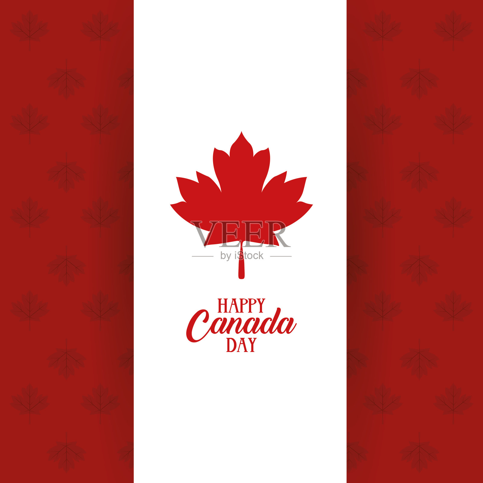 加拿大日庆祝卡片与旗帜和枫叶图案插画图片素材