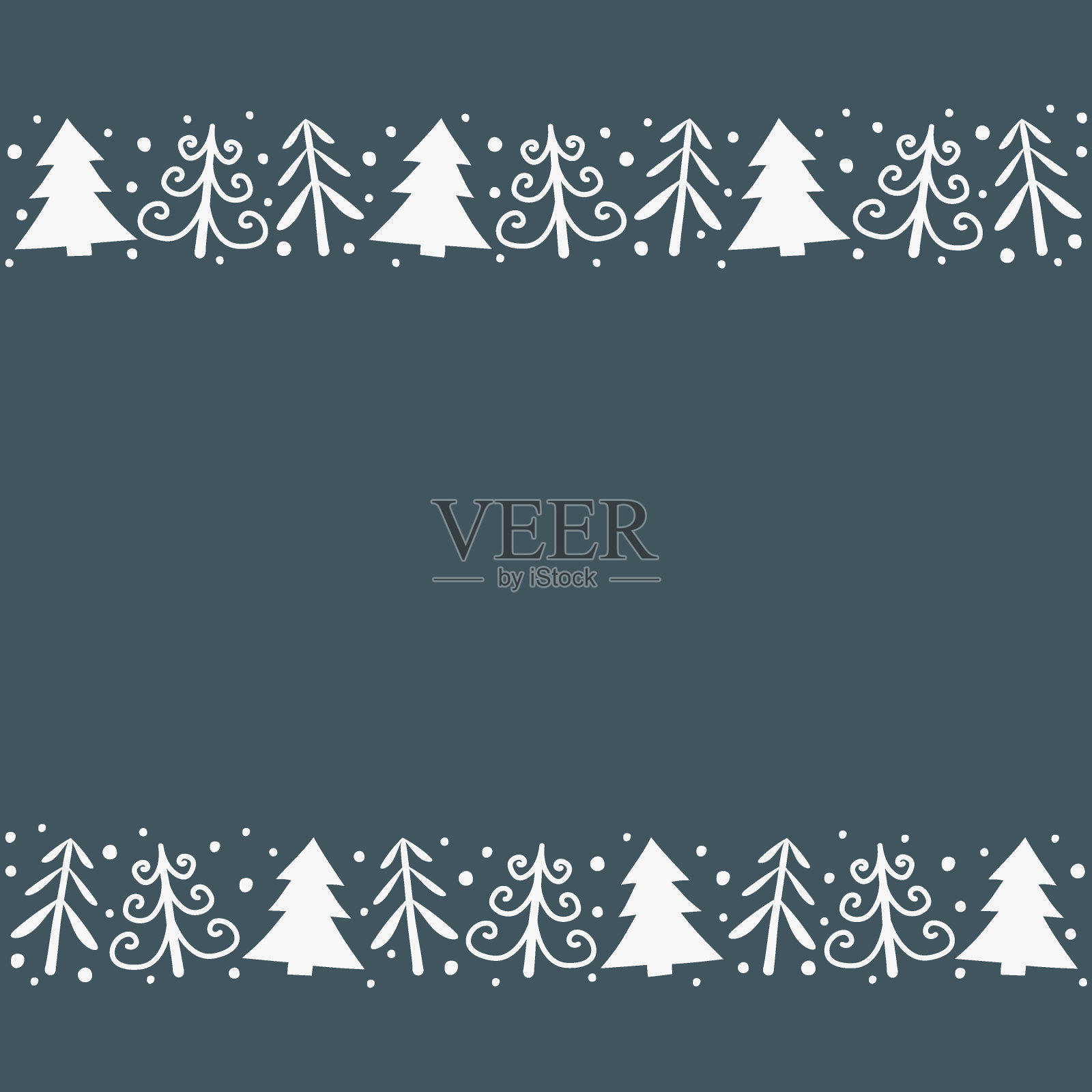 手绘圣诞树的圣诞背景概念。向量插画图片素材