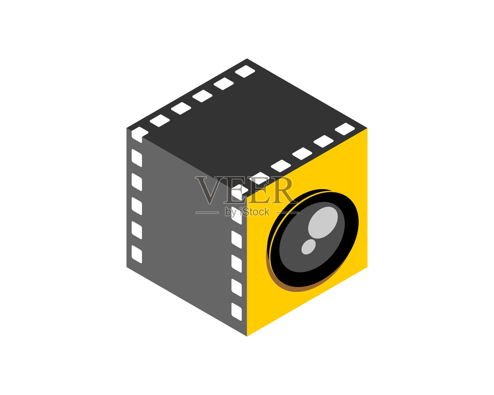 带胶卷的简易相机盒插画图片素材