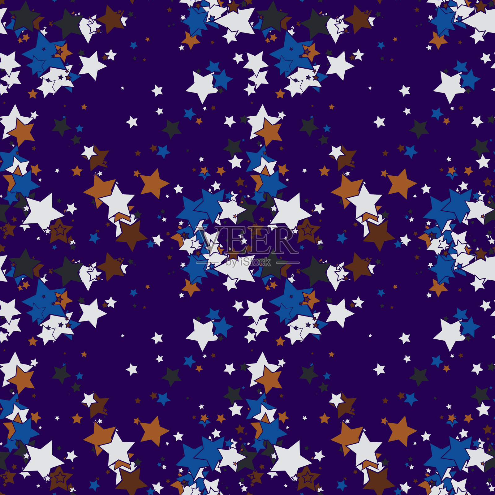 卡通彩色geo无缝模式与混沌的星星。插画图片素材