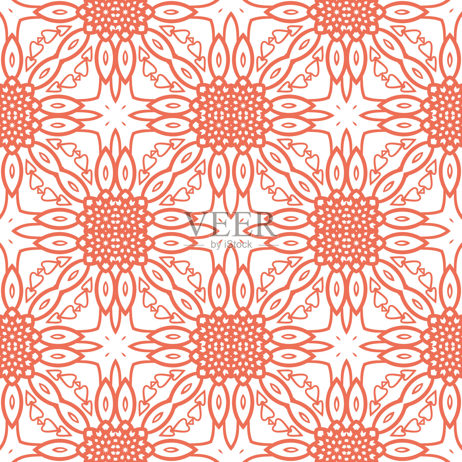 幻想无缝图案与装饰曼陀罗。抽象圆形涂鸦花卉背景。插画图片素材