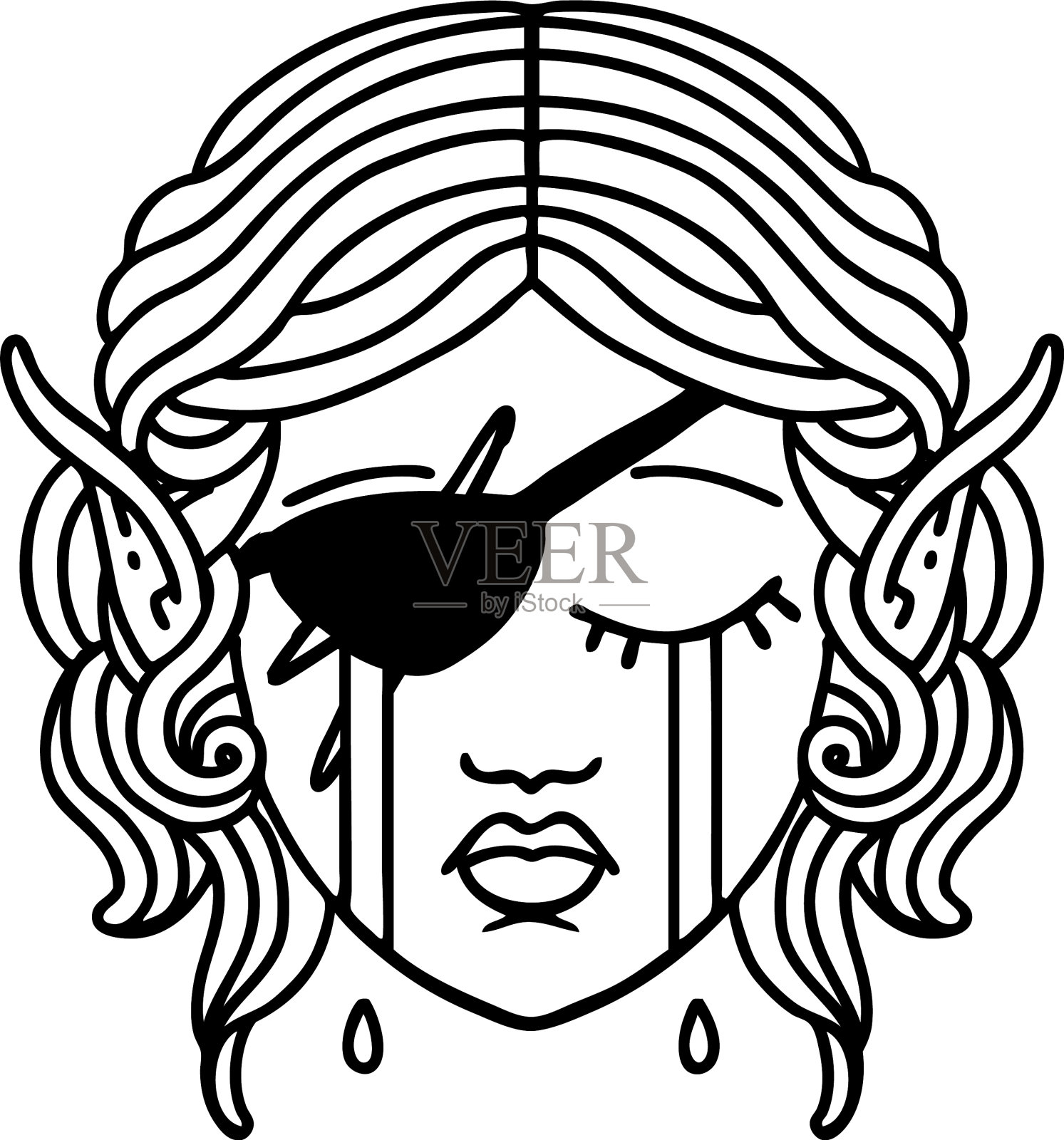 嚎啕大哭的精灵流氓性格的脸设计元素图片