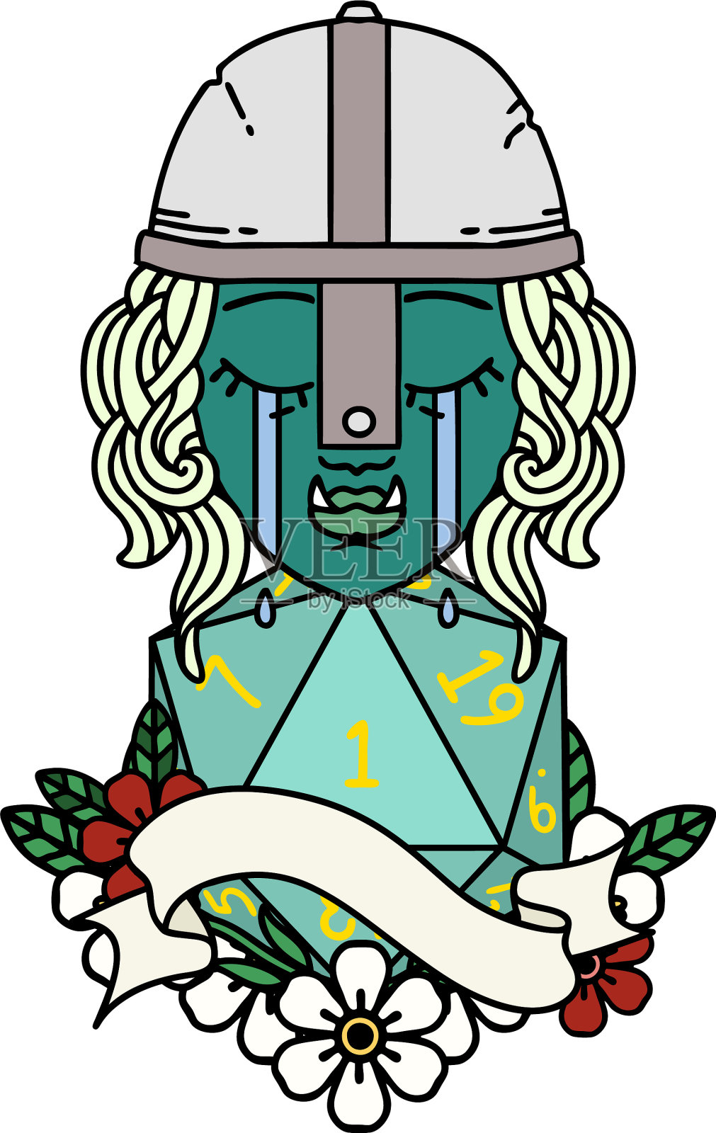 嚎啕大哭的兽人战士角色脸上带着自然设计元素图片