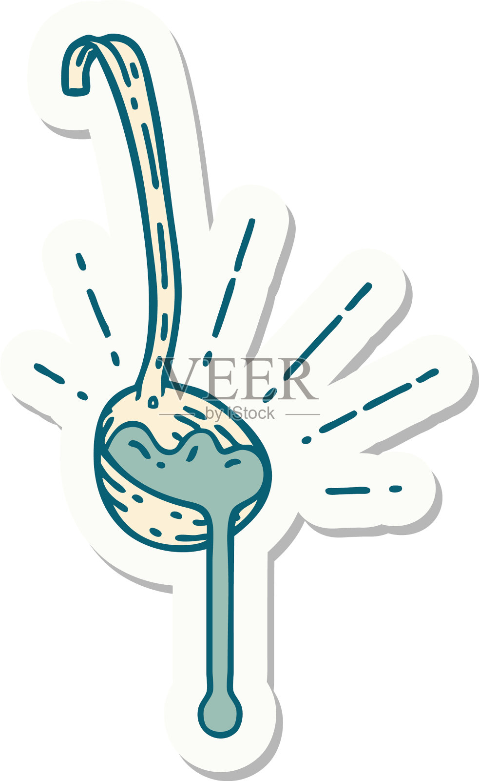 贴纸纹身风格勺肉汁设计元素图片