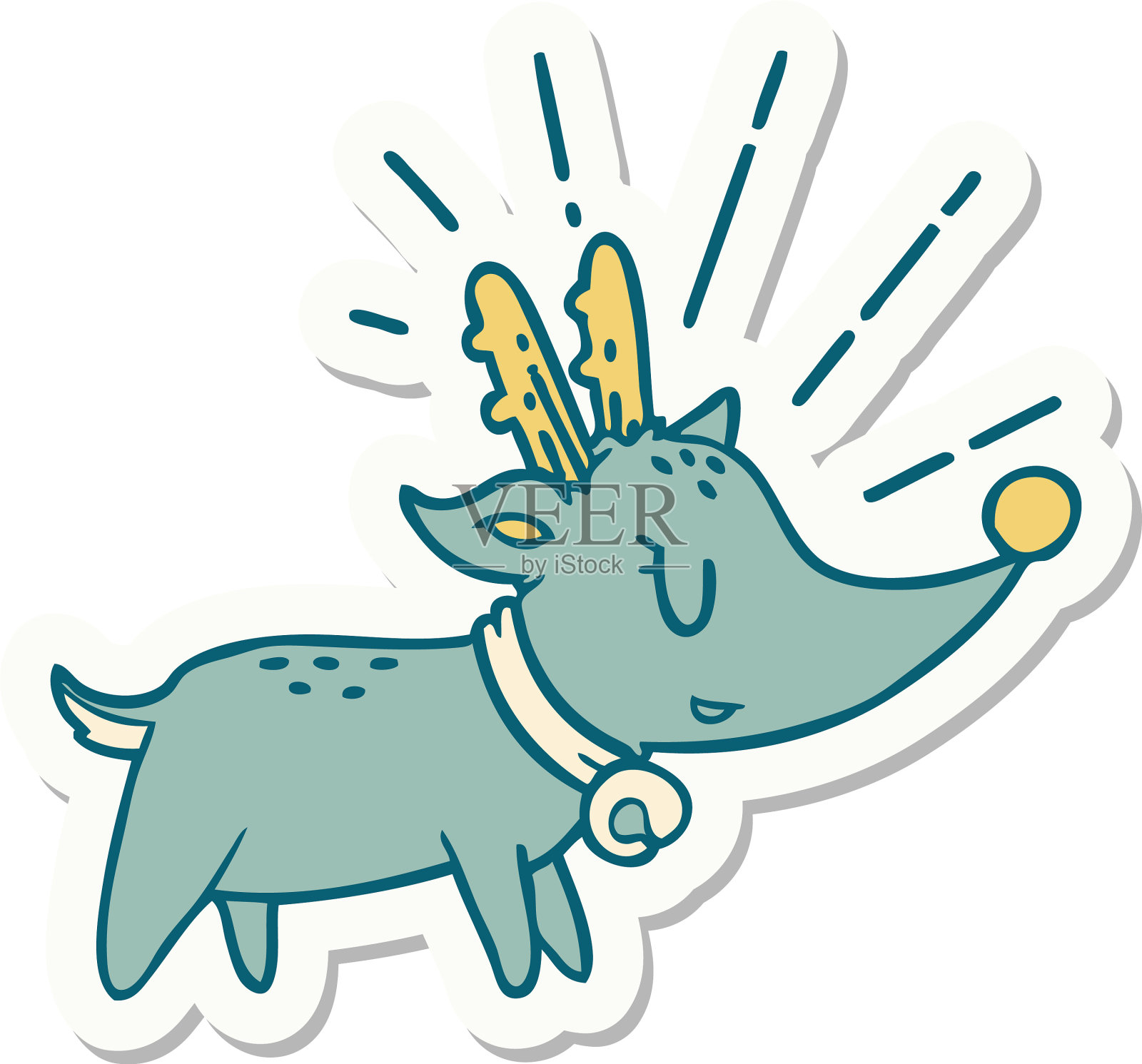 贴纸纹身风格圣诞驯鹿设计元素图片