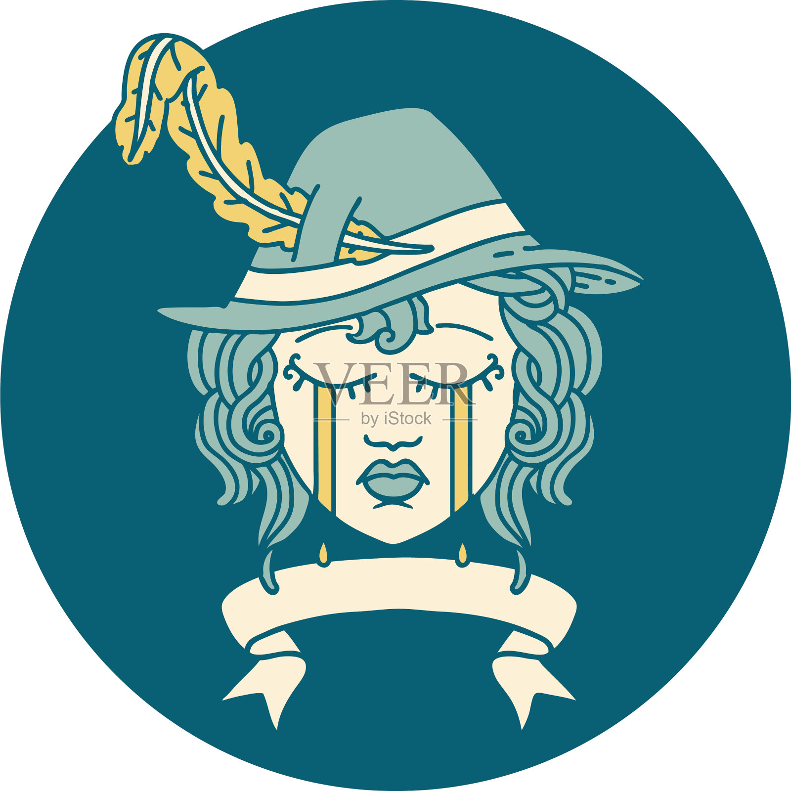 带着旗帜哭泣的人类诗人插画图片素材