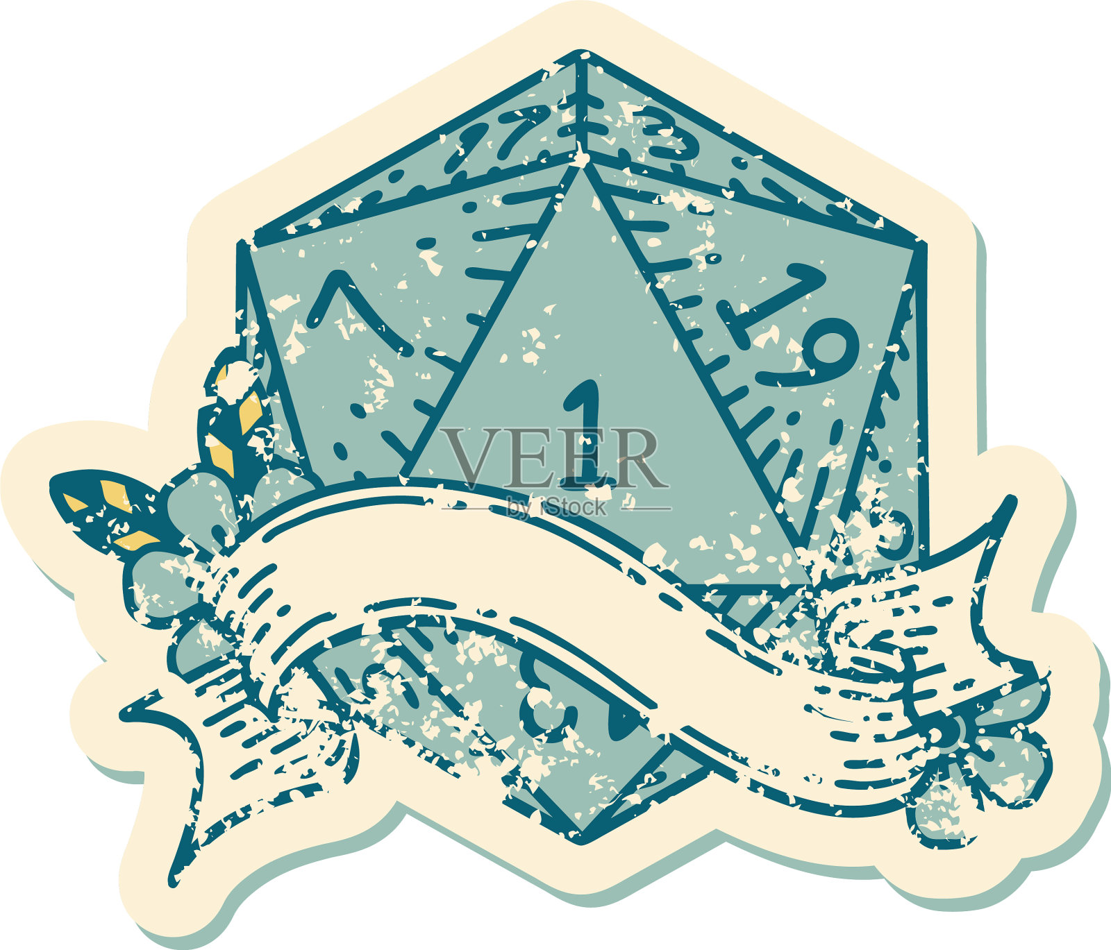 自然一个d20骰子滚动设计元素图片