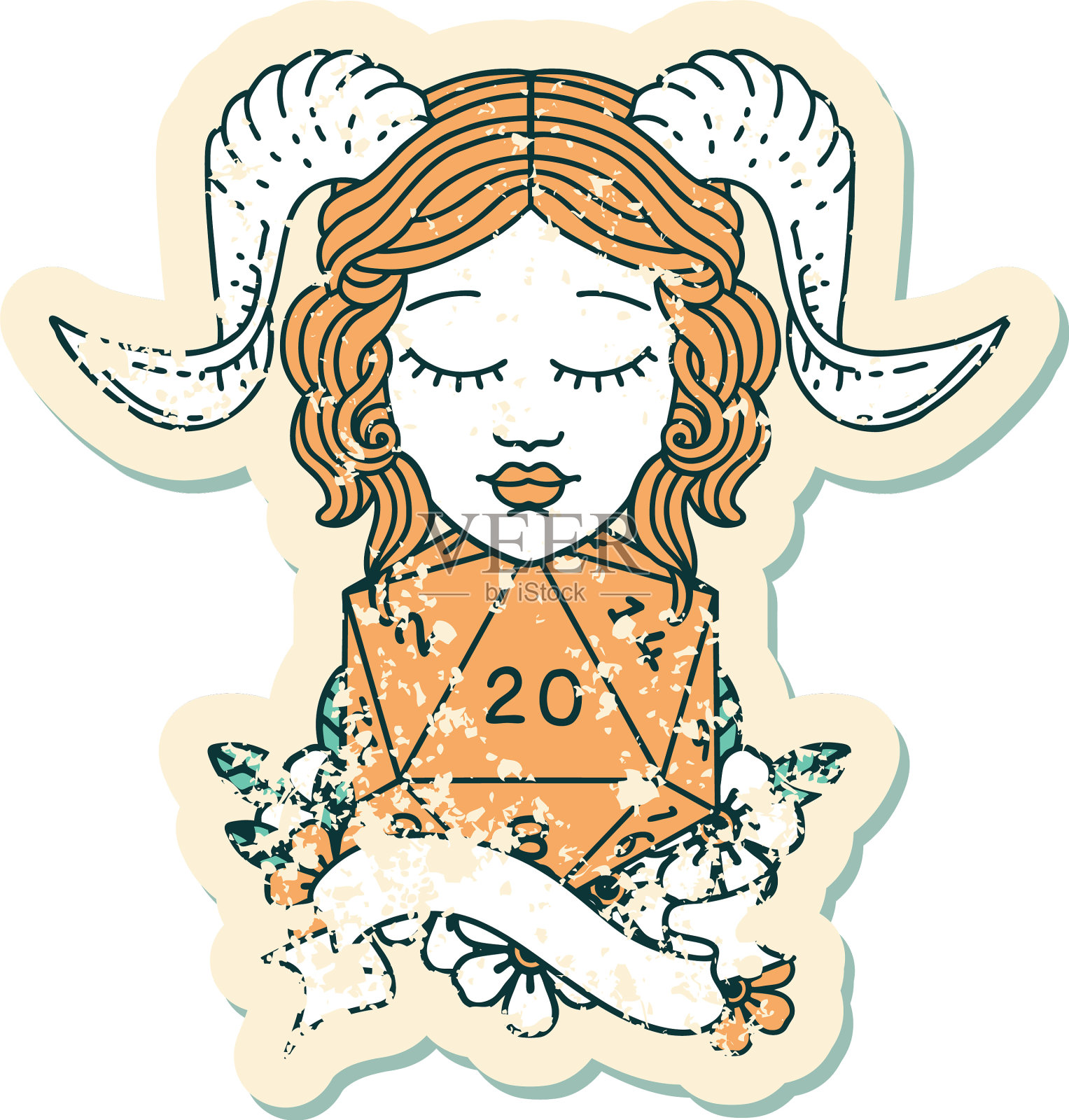 Tiefling与自然20骰子滚动设计元素图片