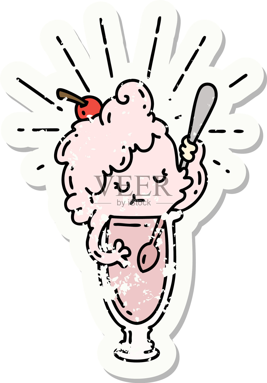 贴纸纹身风格的冰淇淋角色设计元素图片