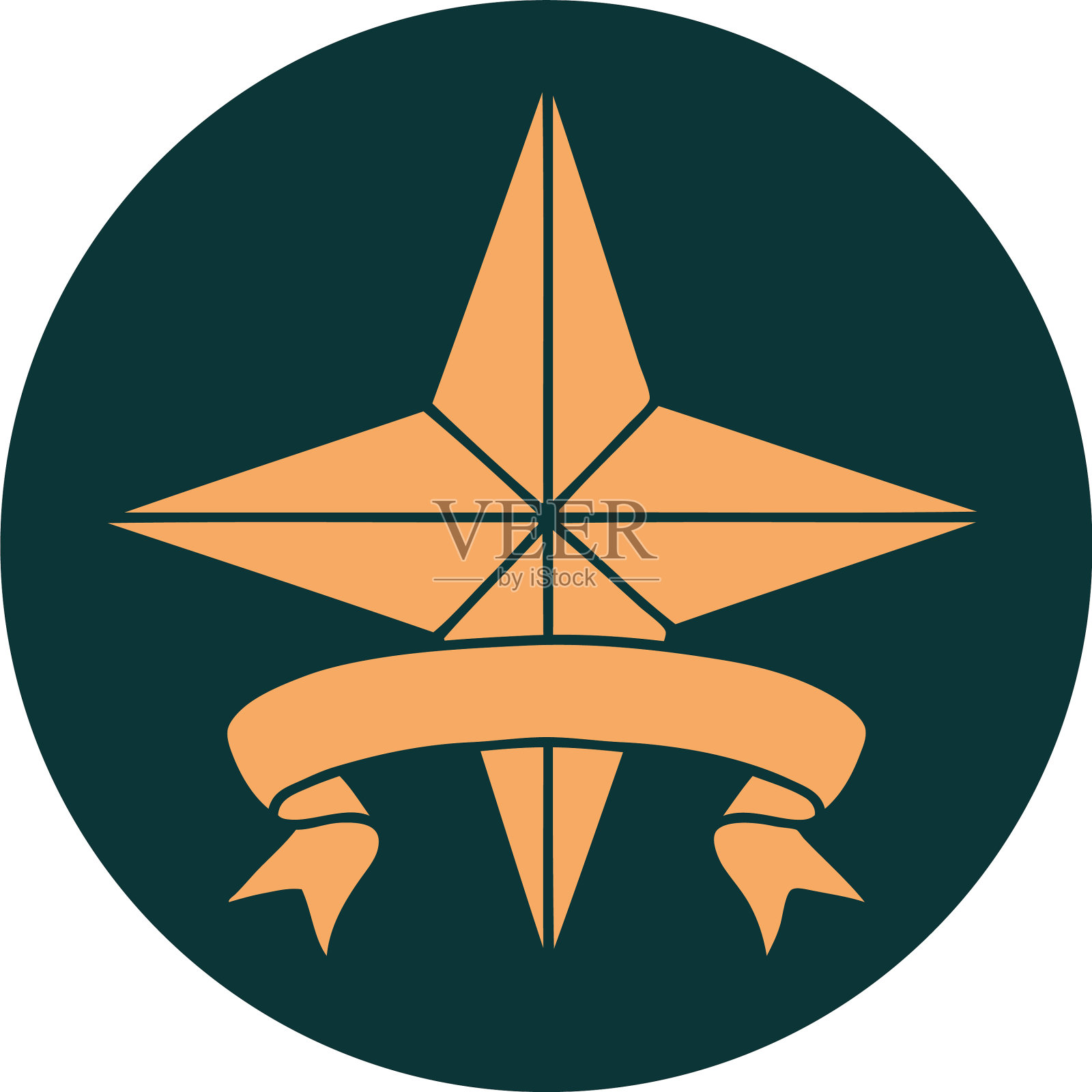 图标与旗帜一颗星插画图片素材