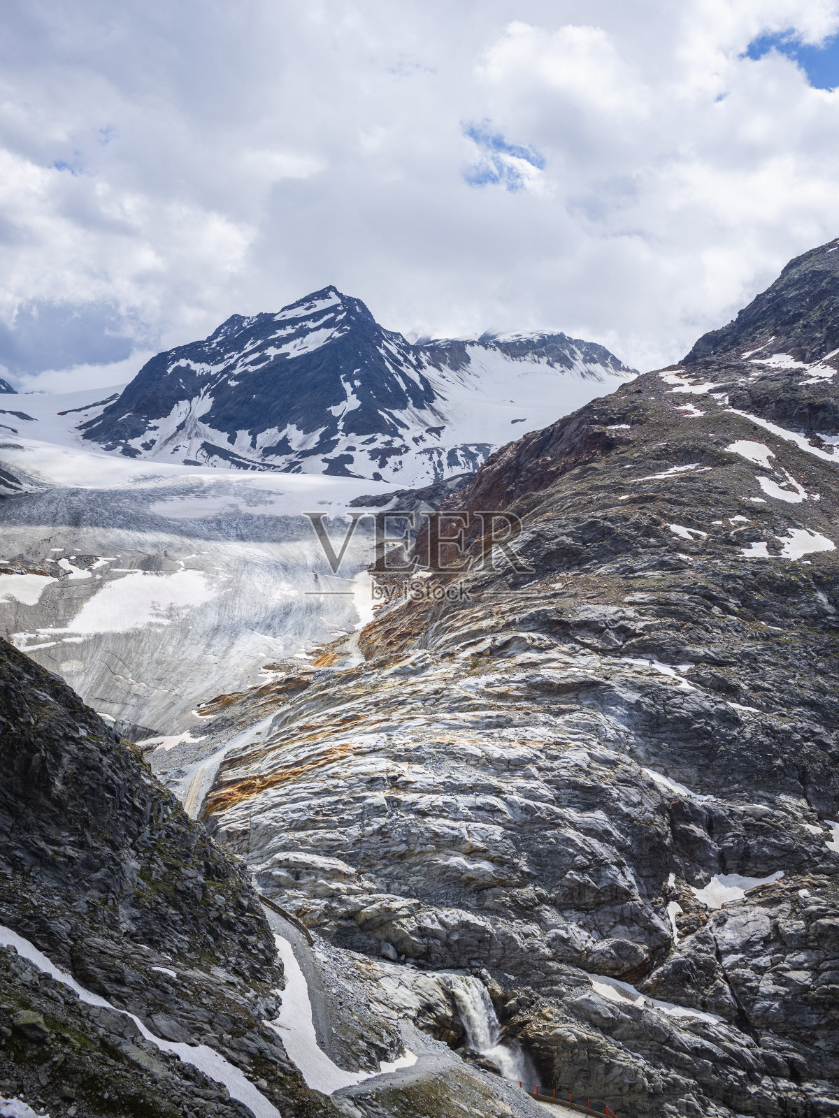 奥地利阿尔卑斯山皮兹塔尔冰川的景观照片摄影图片