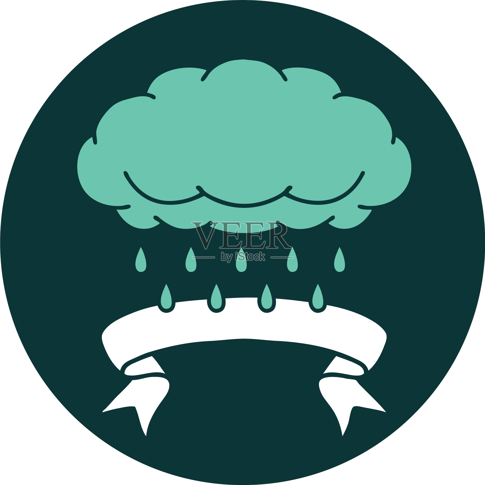 图标与旗帜的云下雨插画图片素材