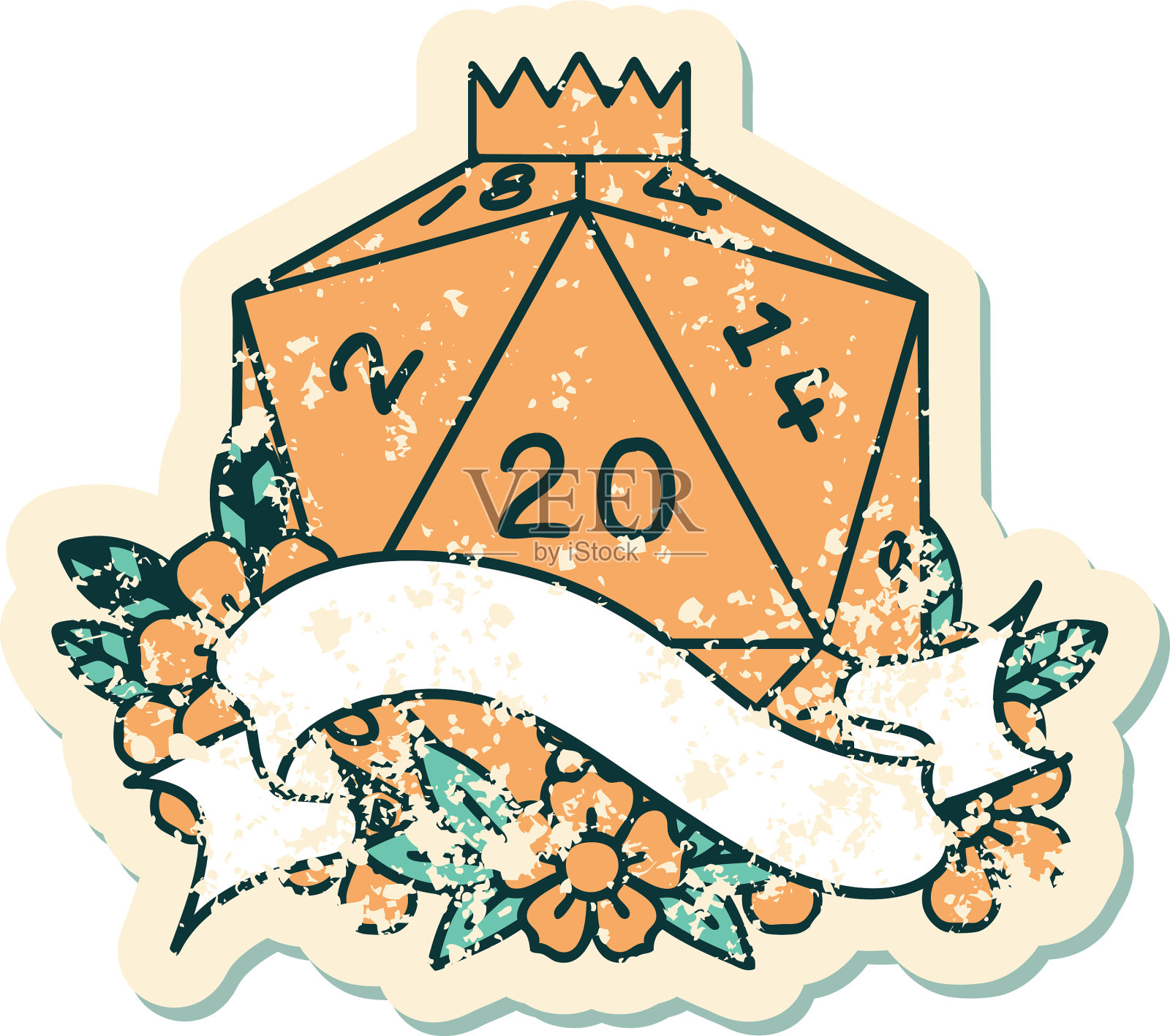 自然20 d20骰子滚动设计元素图片