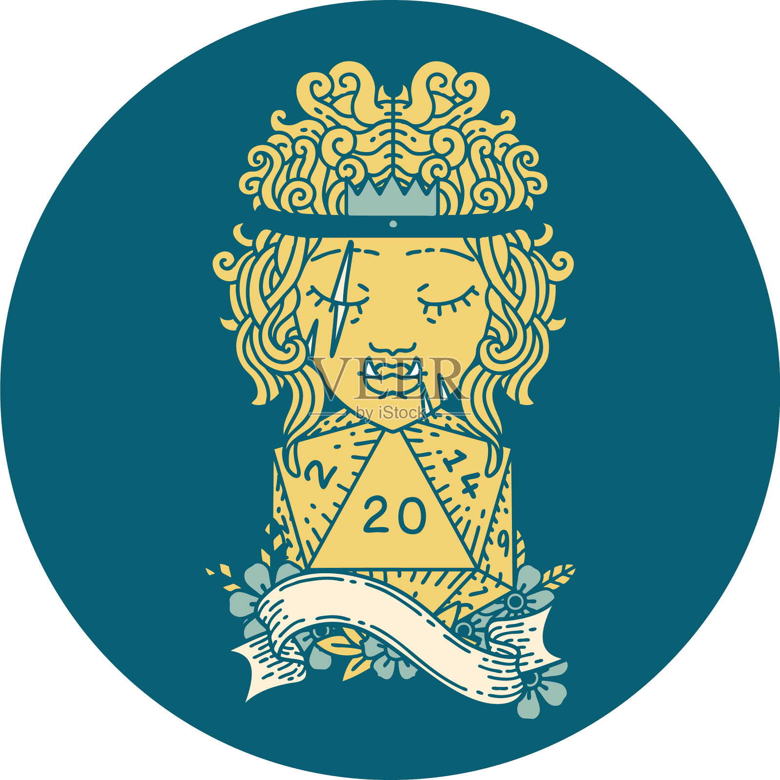 半兽人野蛮人，自然掷20个骰子插画图片素材