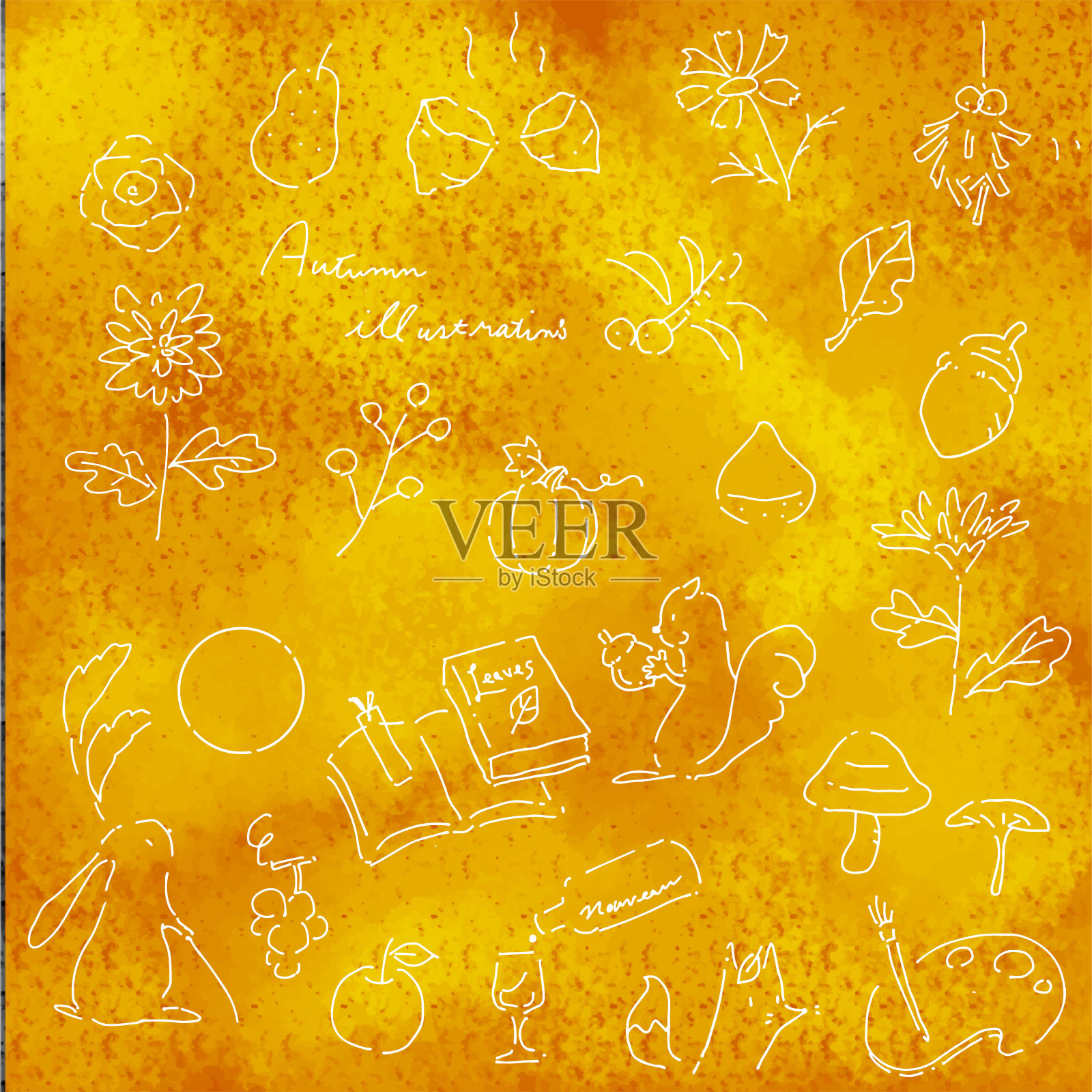 可爱的秋季项目插图收集，手绘插画图片素材