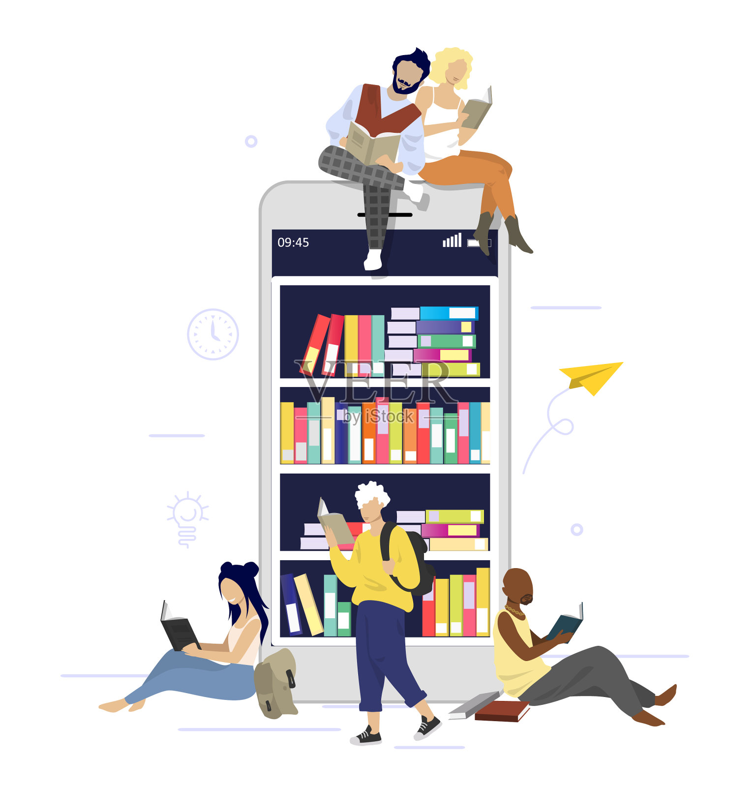 数字图书平面风格设计设计元素图片