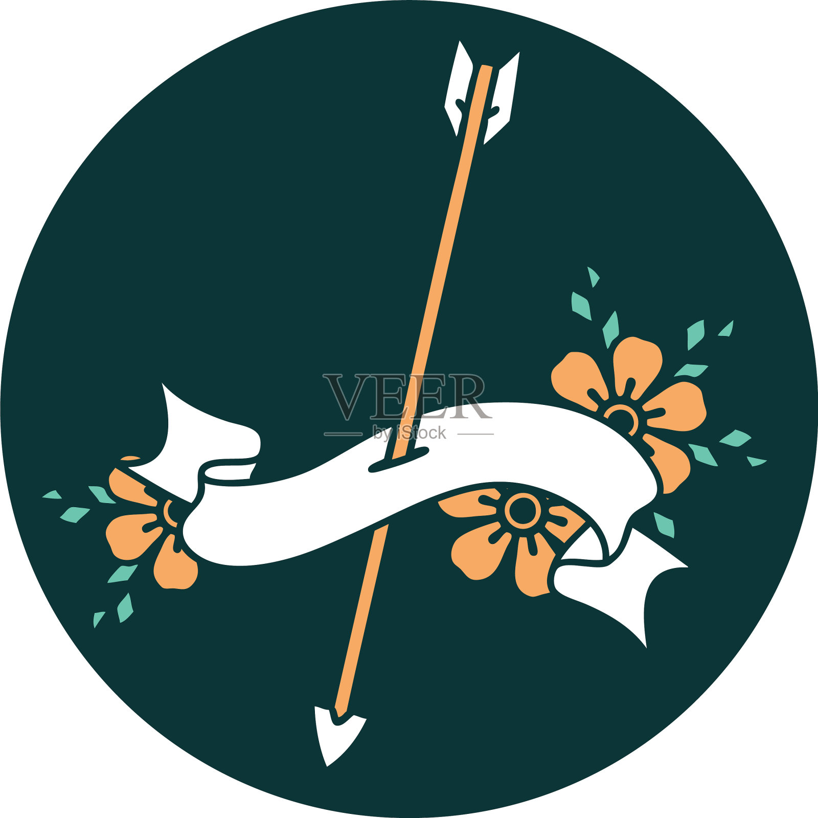 图标与旗帜箭头插画图片素材