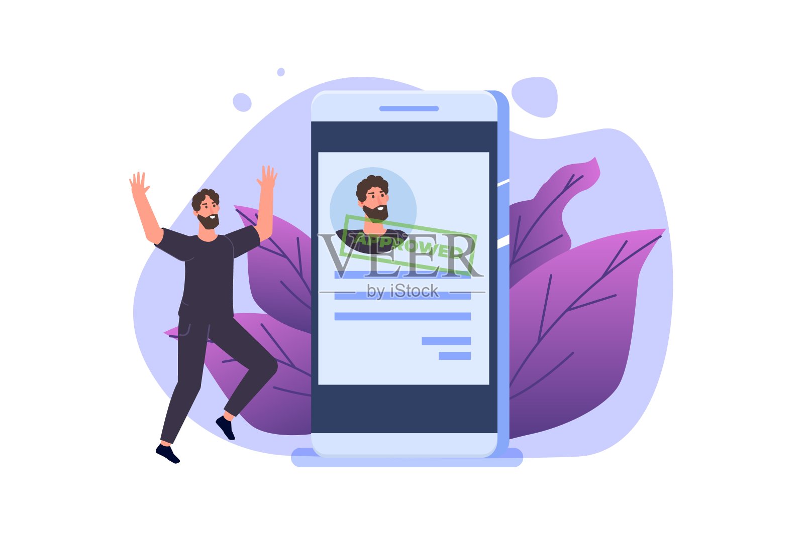 在线简历，招聘，选择简历流程概念。公司人力资源经理在线招聘员工。矢量图插画图片素材