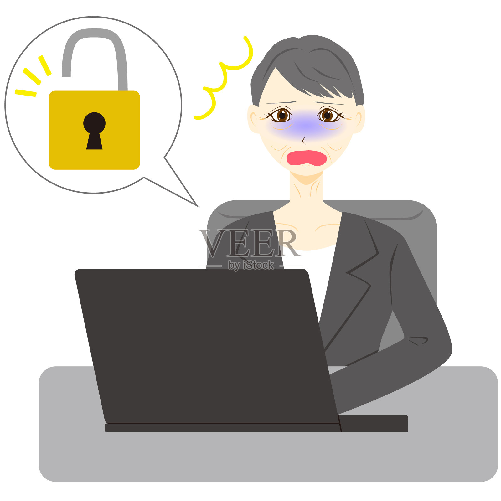 计算机安全解锁概念。矢量图插画图片素材