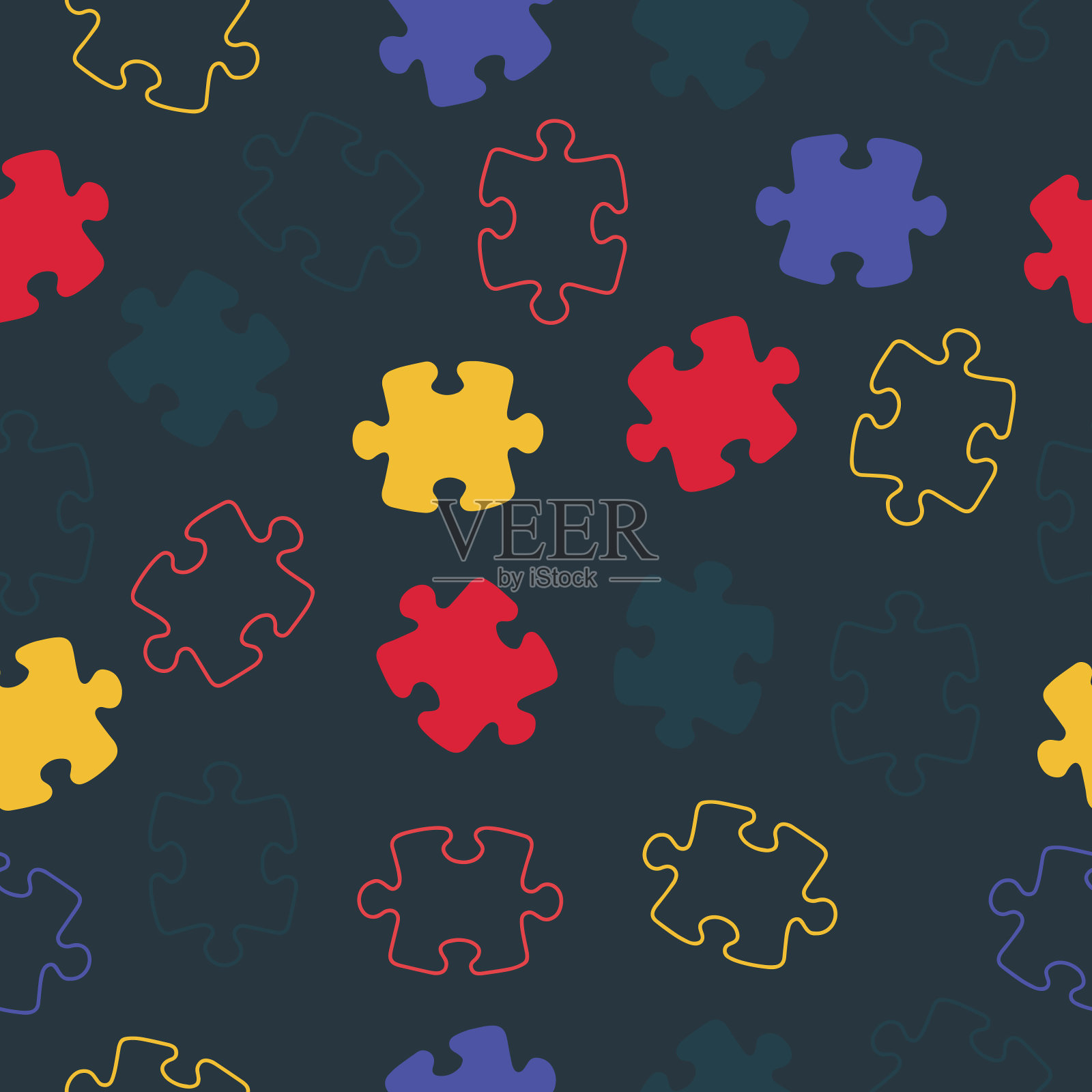 彩色拼图无缝背景插画图片素材