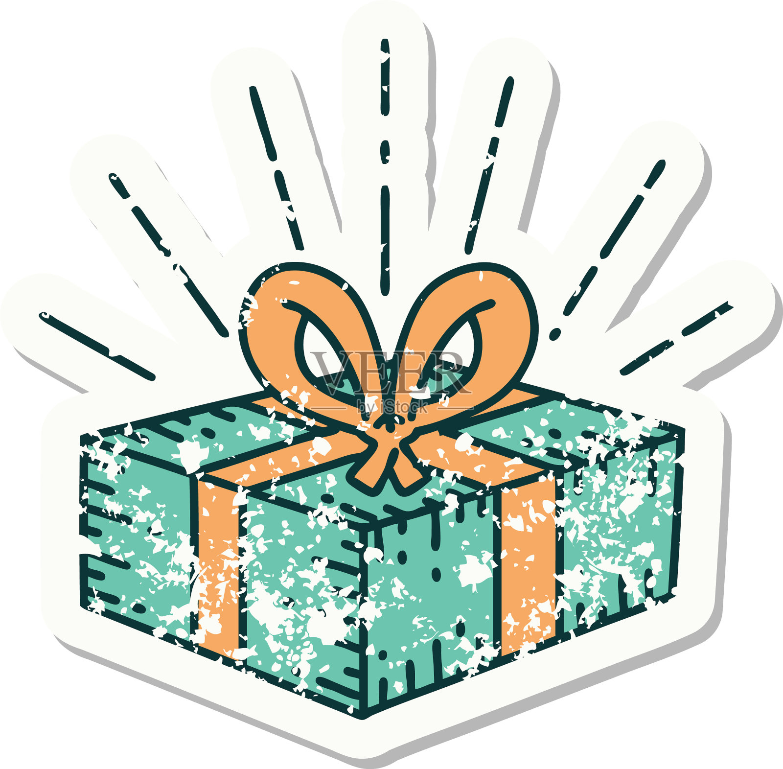 垃圾贴纸纹身风格的圣诞礼物设计元素图片